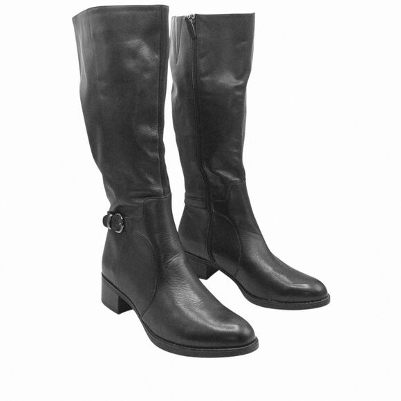 Franco Sarto Cecily Black Leather Tall Riding Boots Women Size 12M Side Zip - Picture 9 of 9